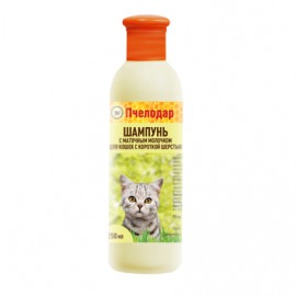 Пчелодар- Шампунь с маточным молочком для короткошерстных кошек, 250 мл